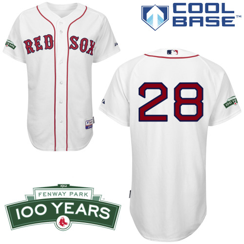 2012 Baseball Boston Red Sox 28 Midfielder Adrian Gonzalez White MLB Jersey Fenway Park 100th Anniversary Patch 2012 Baseball Boston Red Sox 28 Midfielder Adrian Gonzalez White MLB Jersey Fenway Park 100th Anniversary Patch